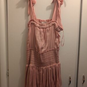 Pink Sleeveless Dress with Bow Straps